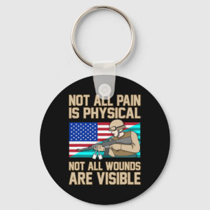 Not All Wounds Are Visible Ptsd Awareness Ribbon G Key Ring