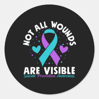 Not All Wounds Are Visible Suicide Awareness Menta Classic Round Sticker