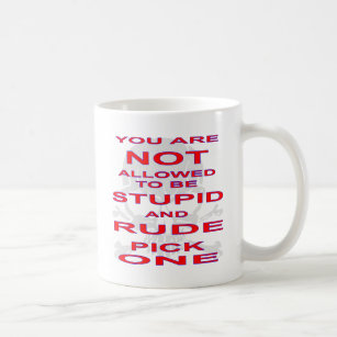 NOT Allowed To Be Stupid AND Rude Pick One Coffee Mug