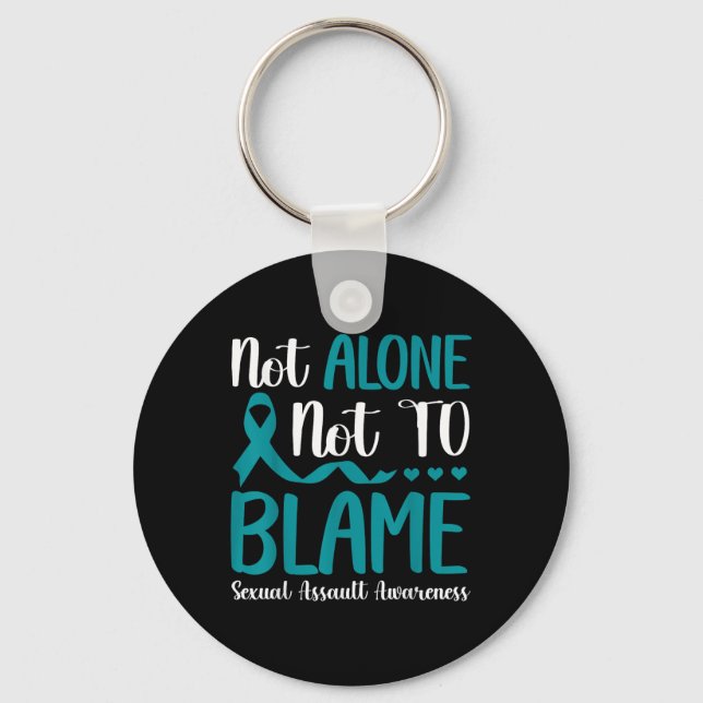 Not Alone Not To Blame Ual Ault Awareness Teal Key Ring (Front)