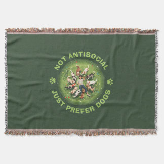 Not Antisocial - Just Prefer Dogs - Dog Person Throw Blanket