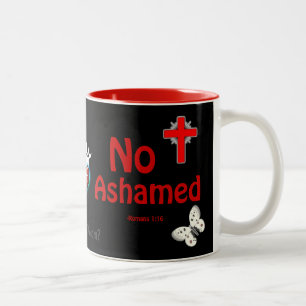 Not Ashamed Cross & Butterflies gotGod316.com Two-Tone Coffee Mug