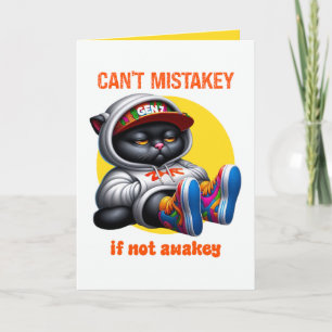 Not Awakey Funny Gen Z Black Cat Card