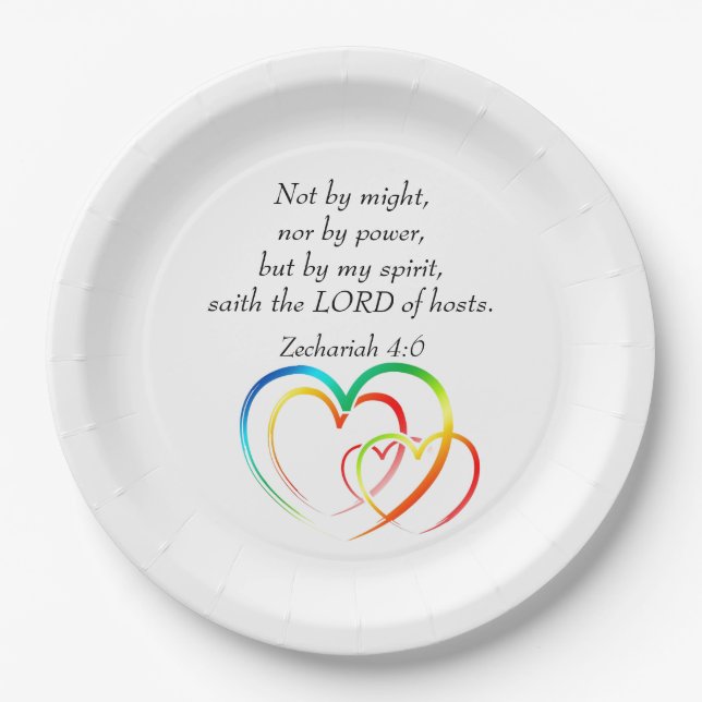 Not by Might - Zechariah 4:6  Paper Plate (Front)