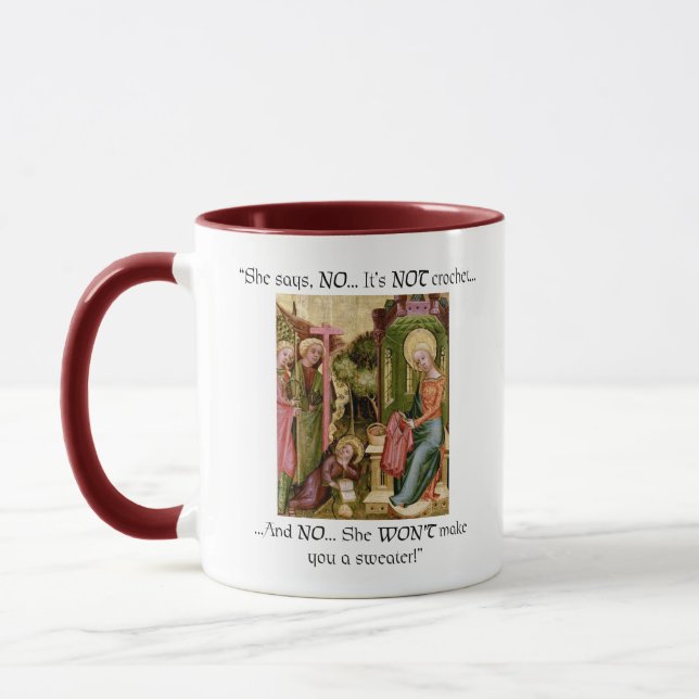 Not Crochet Funny Mediaeval Knitting Mug (Left)
