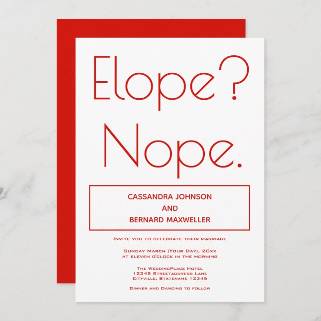 Not Eloping Wedding | Invitation (Front/Back)
