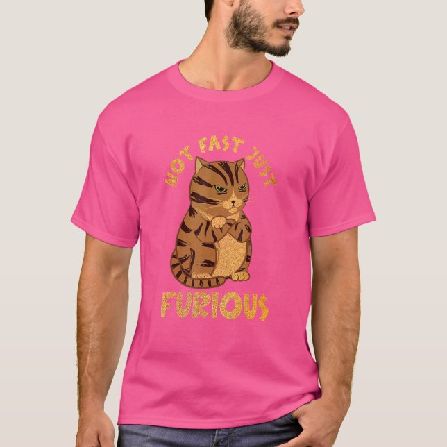 Not Fast Just Furious  Cute Grumpy Fat Cat Pet T-Shirt (Front)