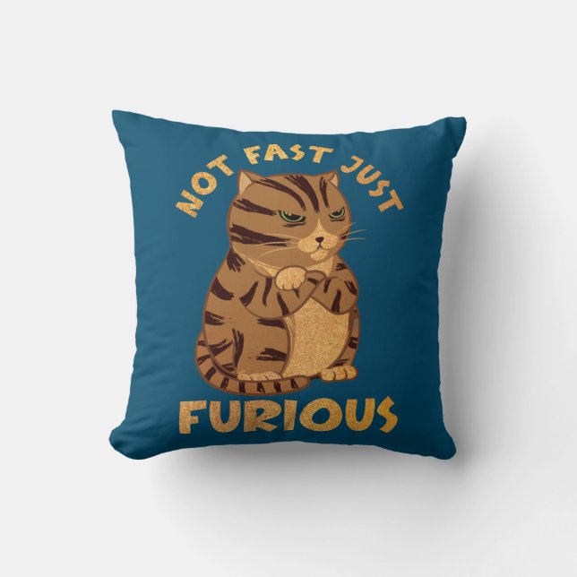 Not Fast Just Furious Funny Fat Cat Pet Lovers Cushion (Front)