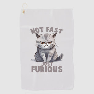 Not Fast, Just Furious – Grey Cat Humour Golf Towel
