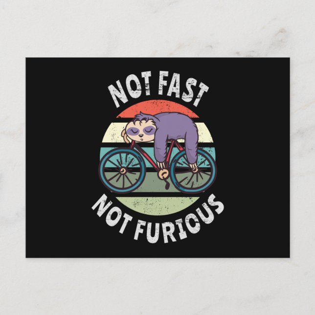 Not Fast Not Furious lazy sloth sleeping bicycle Postcard (Front)