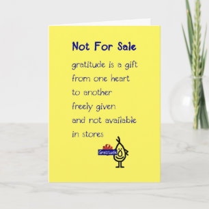 Not For Sale - a funny thank you poem Card