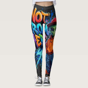 Not From Here Funny Alien Streetwear Design Leggings