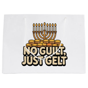 Not Guilt Just Gelt Funny Hanukkah Jewish Jew Large Gift Bag