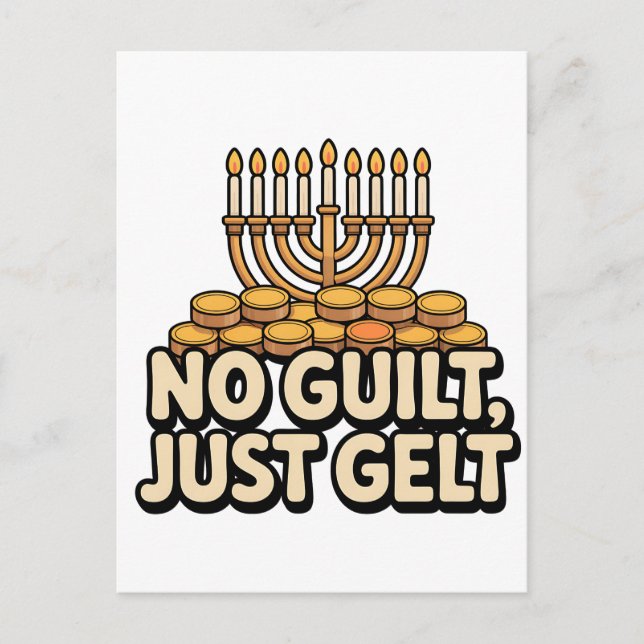Not Guilt Just Gelt Funny Hanukkah Jewish Jew Postcard (Front)