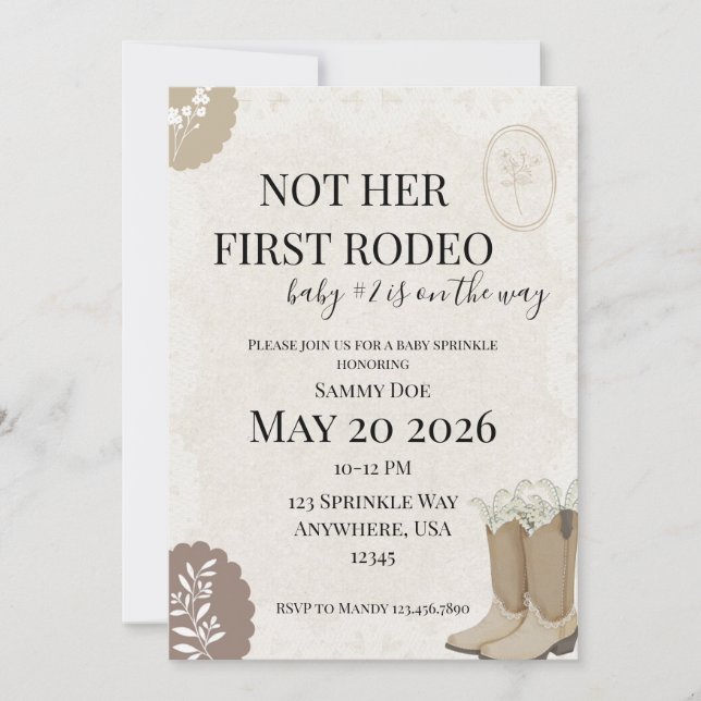 Not Her First Rodeo Invitation (Front)