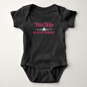 Not Imaginary Husband Pilot Wife Witty Aviation Baby Bodysuit