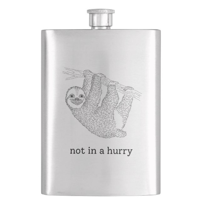 not in a hurry hip flask (Front)