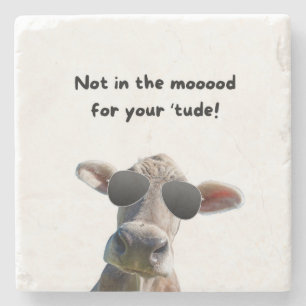Not In the Mood Cow Marble Coaster