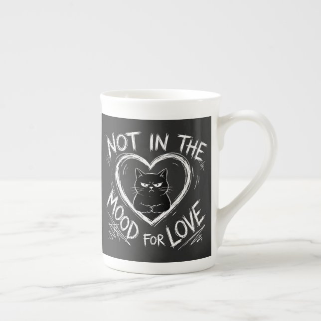 Not In The Mood For Love Grumpy Cat Sarcastic Bone China Mug (Right)