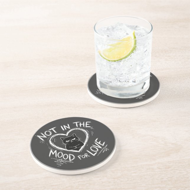 Not In The Mood For Love Grumpy Cat Sarcastic Coaster (Side)