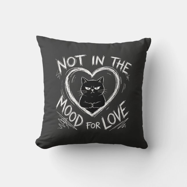 Not In The Mood For Love Grumpy Cat Sarcastic Cushion (Front)
