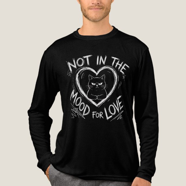 Not In The Mood For Love Grumpy Cat Sarcastic Tri-Blend Shirt (Front)