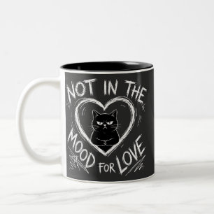 Not In The Mood For Love Grumpy Cat Sarcastic Two-Tone Coffee Mug