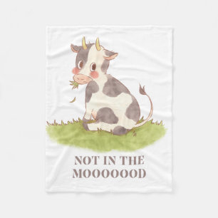 Not in the Mooooood – Cute Baby Cow Design Girly Fleece Blanket