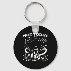 Not Jesus - Black Cat Satanic Devil Halloween Goth Key Ring