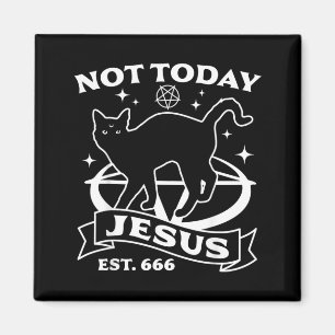 Not Jesus - Black Cat Satanic Devil Halloween Goth Magnet