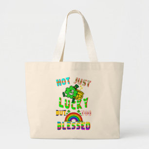 Not Just Lucky But Too Blessed Large Tote Bag