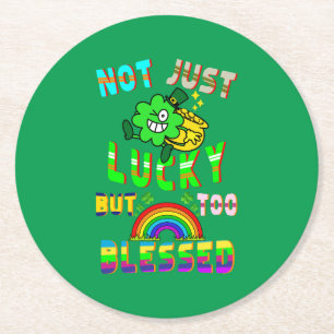 Not Just Lucky But Too Blessed Round Paper Coaster