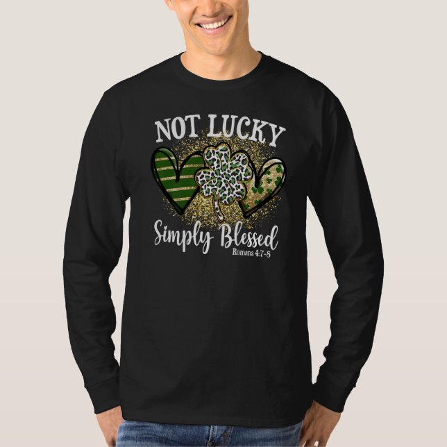 Not Lucky Just Blessed Leopard Shamrock St Patrick T-Shirt (Front)