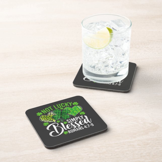 Not Lucky Simply Blessed Christian Coaster (Right Side)
