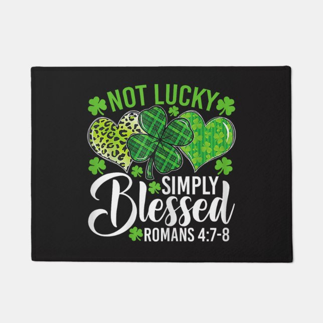 Not Lucky Simply Blessed Christian Doormat (Front)