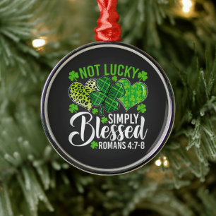 Not Lucky Simply Blessed Christian Metal Tree Decoration