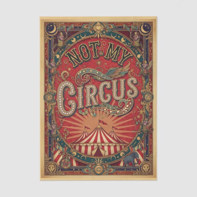 Not My Circus! Ringmaster Red and Gold  Tissue Paper (Front)