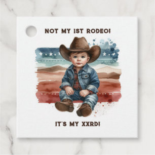 Not My First Rodeo Baby Cowboy Birthday Favour Tags