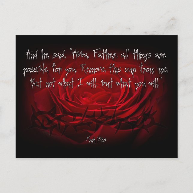 Not My Will But Yours Be Done Mark 14:36 Scripture Postcard (Front)