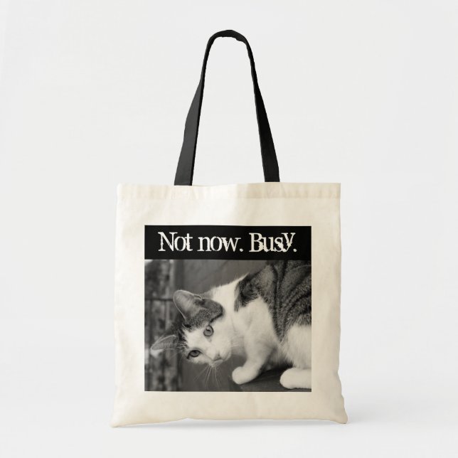 Not Now. Busy. Crabby Cat Tote Bag (Front)