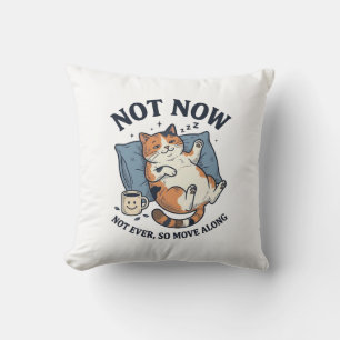 Not Now Lazy Cat Vintage Engraving Funny Cat Desig Cushion
