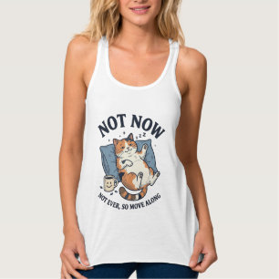 Not Now Lazy Cat Vintage Engraving Funny Cat Desig Singlet