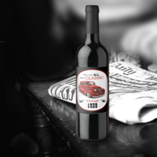 Not Old But Red Classic 1939 Coupe Vintage Year Wine Label