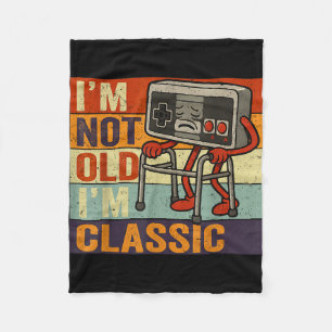 Not old classic funny old gamer gaming retro 80s fleece blanket