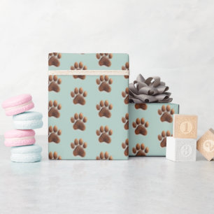 Not Only For Pet Lovers, Mint Green, Paws  Wrapping Paper