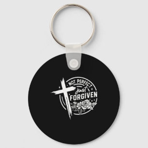 Not Perfect Just Forgiven Christian Faith Key Ring