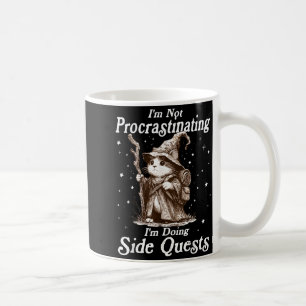 Not procrastinating doing side quests funny cat coffee mug