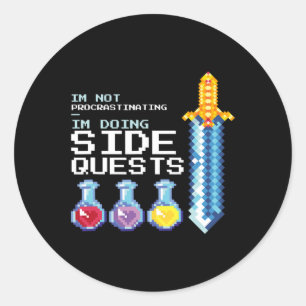 Not Procrastinating Im Doing Side Quests Mmoga Gam Classic Round Sticker