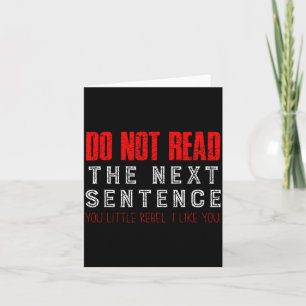 Not Read Next Sentence Reading Design Card