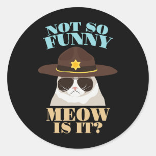 Not So Funny Meow Is It - Funny State Trooper Cat Classic Round Sticker